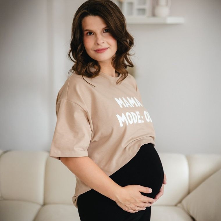 T-shirt damski, beżowy, Eevi