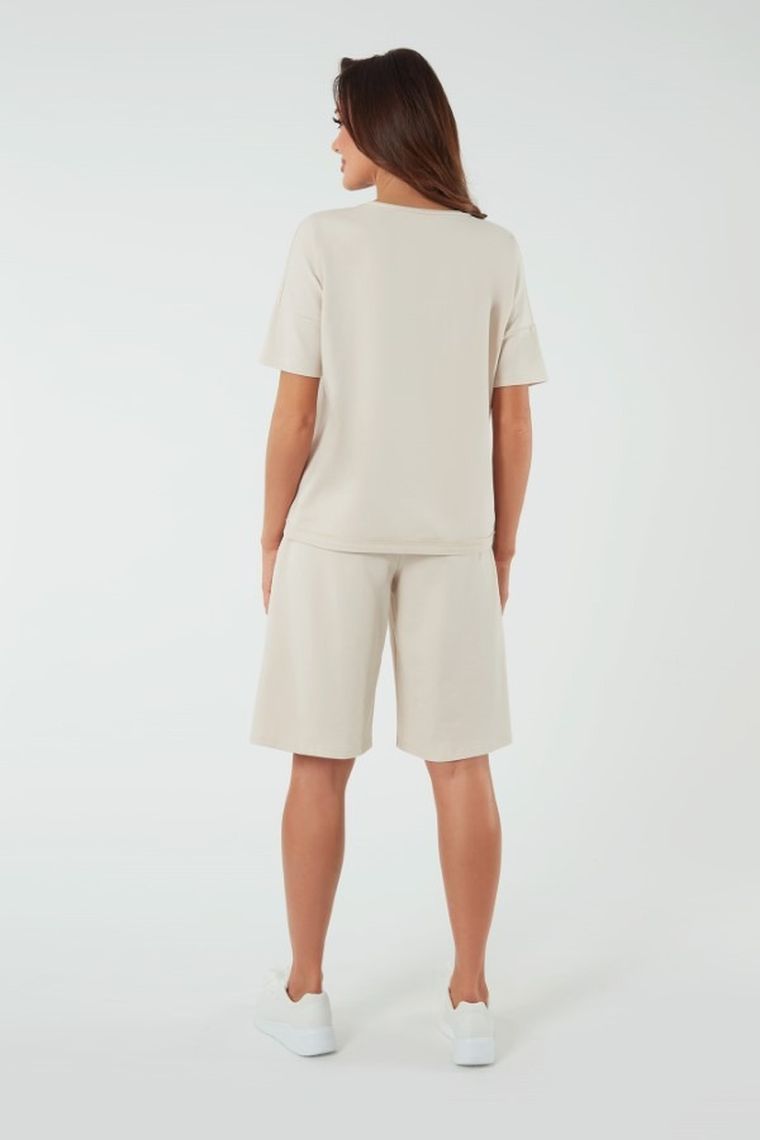 T-shirt damski, beżowy, Madri, Italian Fashion