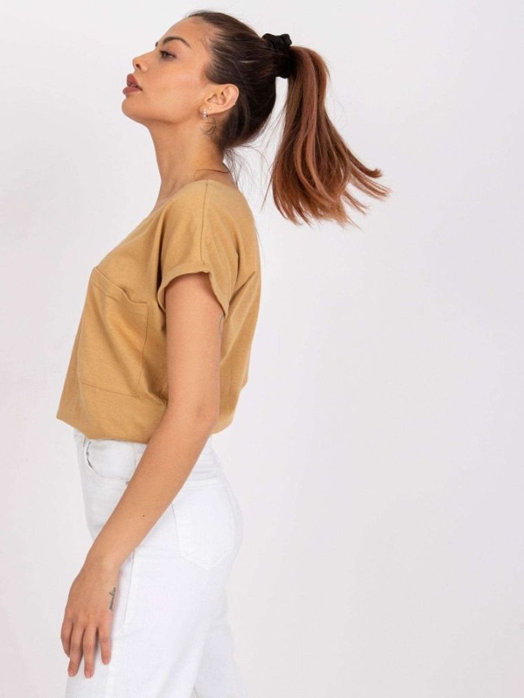 T-shirt damski, beżowy, Mayflies