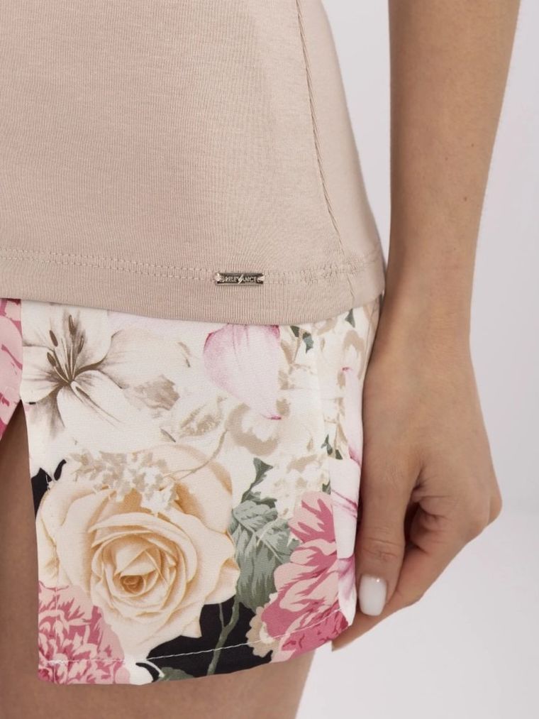 T-shirt damski, beżowy, Relevance