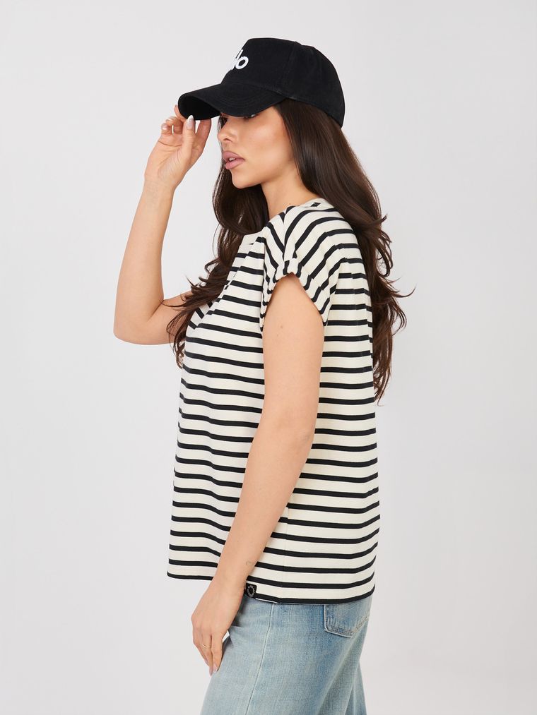 T-shirt damski, beżowy, Sublevel