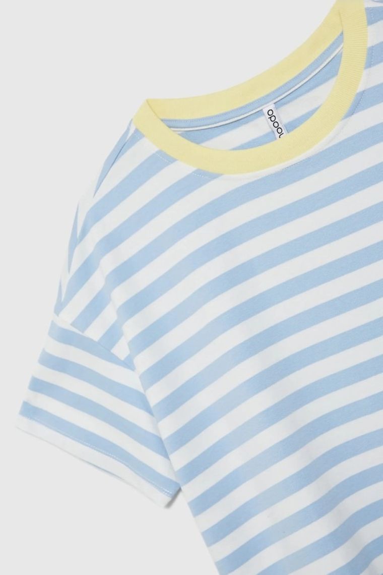 T-shirt damski, biało-niebieski, Moodo