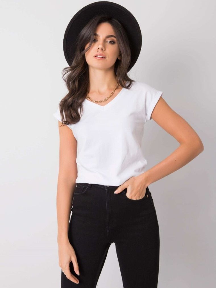 T-shirt damski, biały, Basic Feel Good