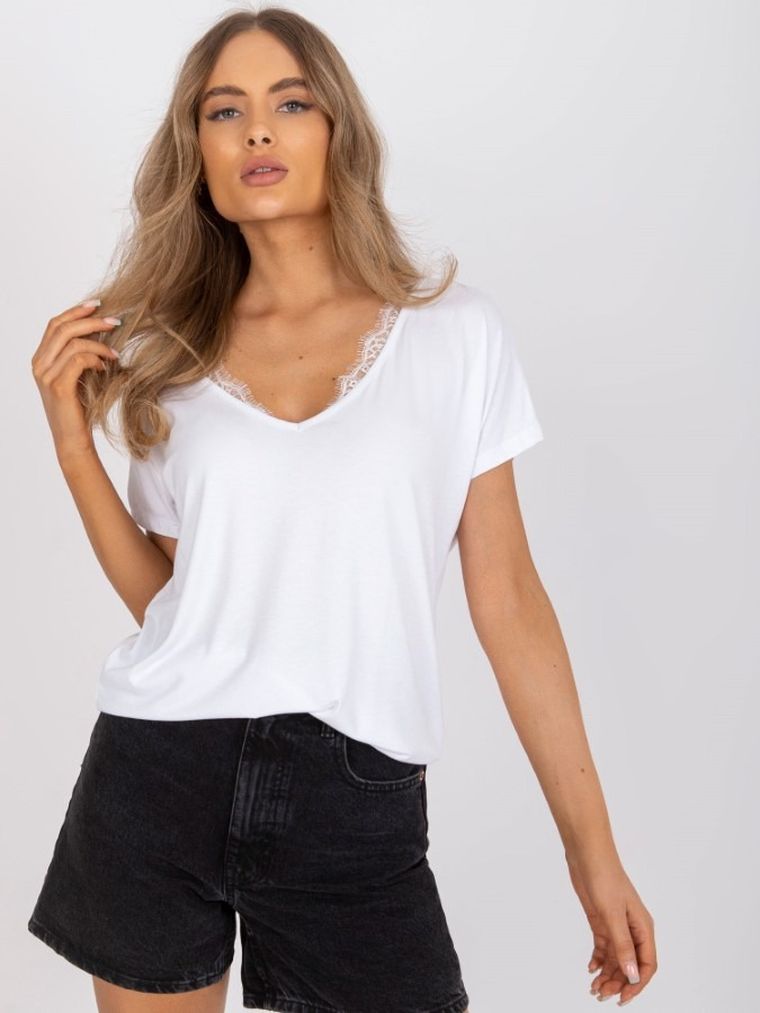 T-shirt damski, biały, Basic Feel Good