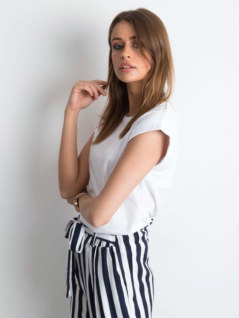 T-shirt damski, biały, Basic Feel Good