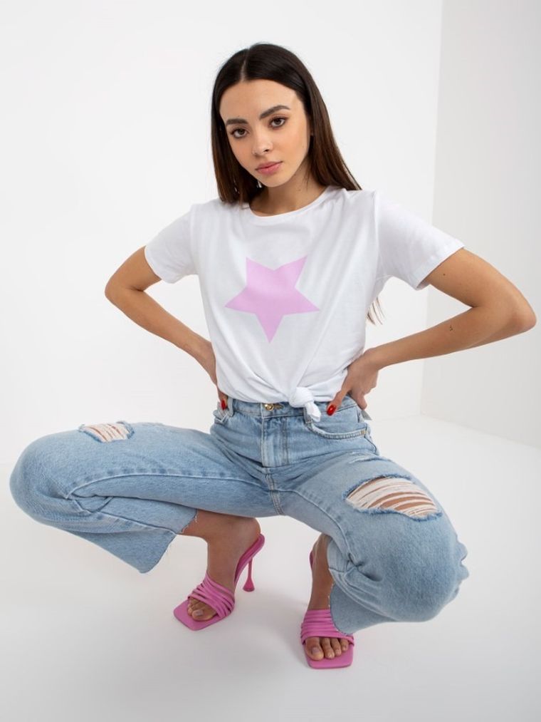 T-shirt damski, biały, Basic Feel Good