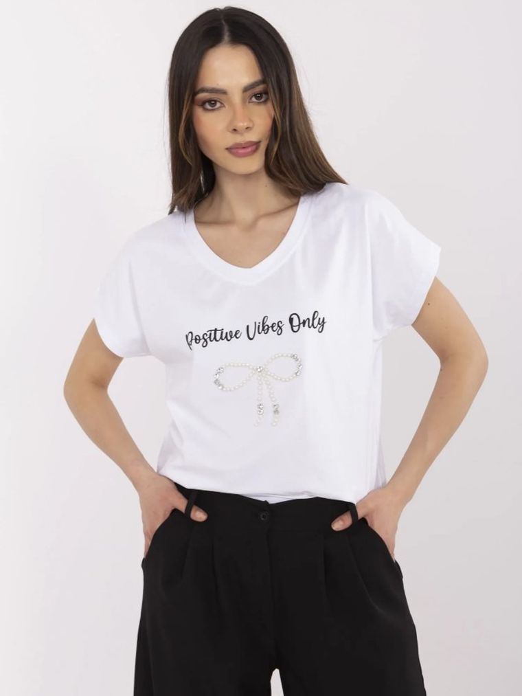 T-shirt damski, biały, Calimera