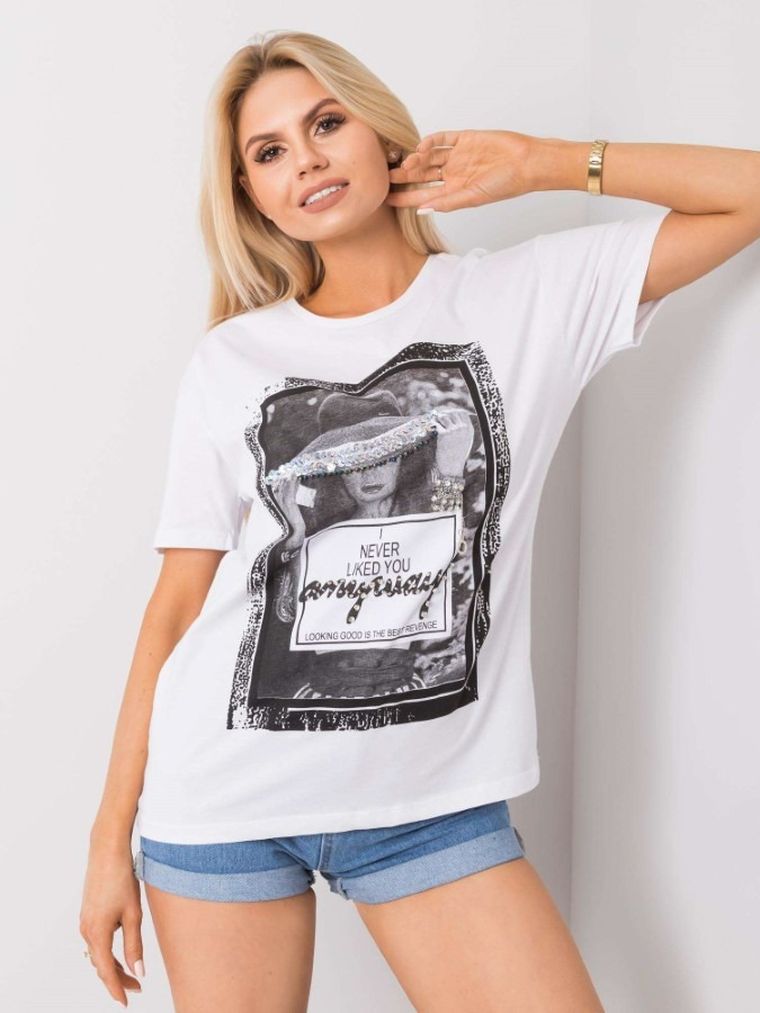 T-shirt damski, biały, H&B