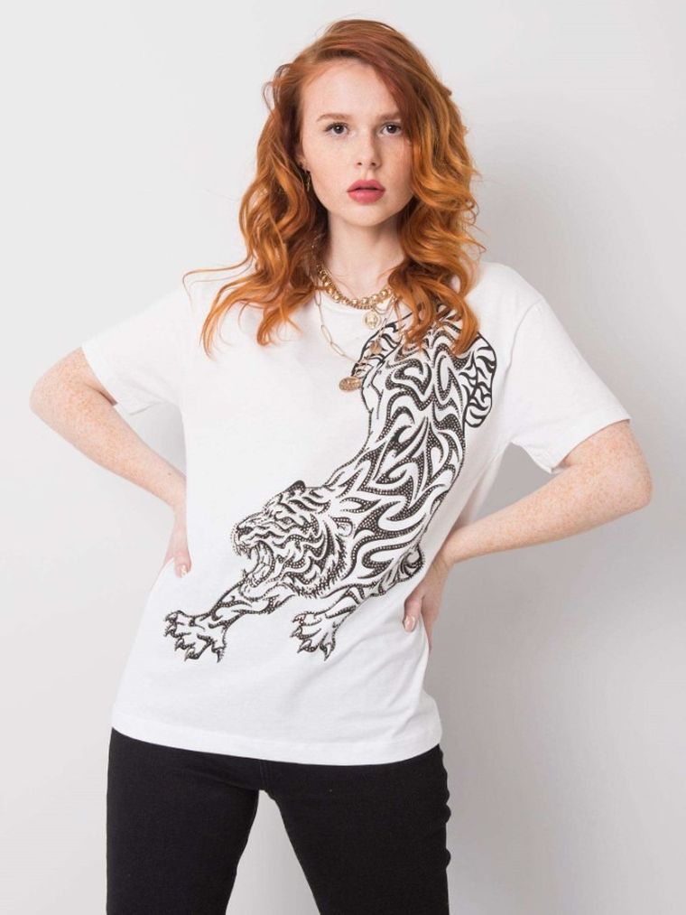 T-shirt damski, biały, H&B