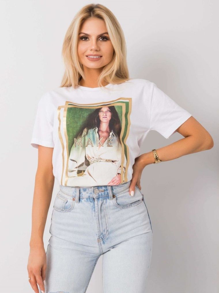 T-shirt damski, biały, H&B