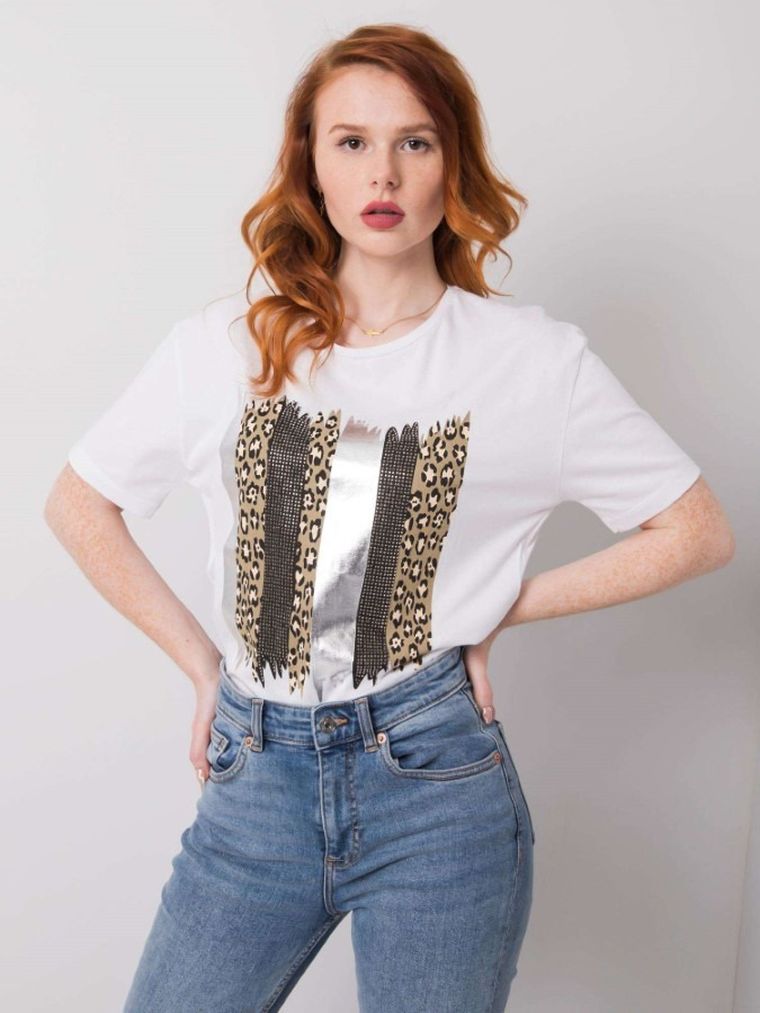 T-shirt damski, biały, H&B