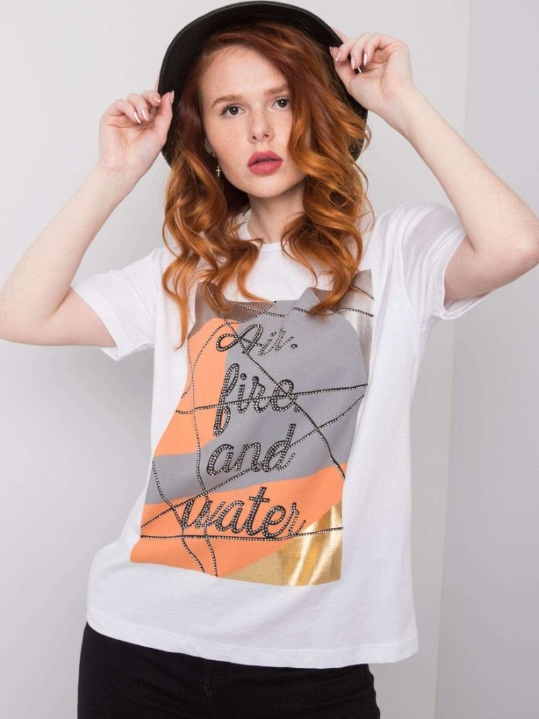 T-shirt damski, biały, H&B