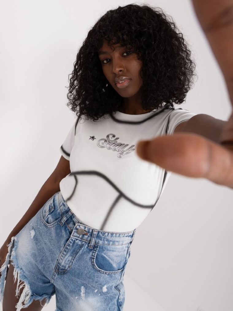 T-shirt damski, biały, Vinceotto