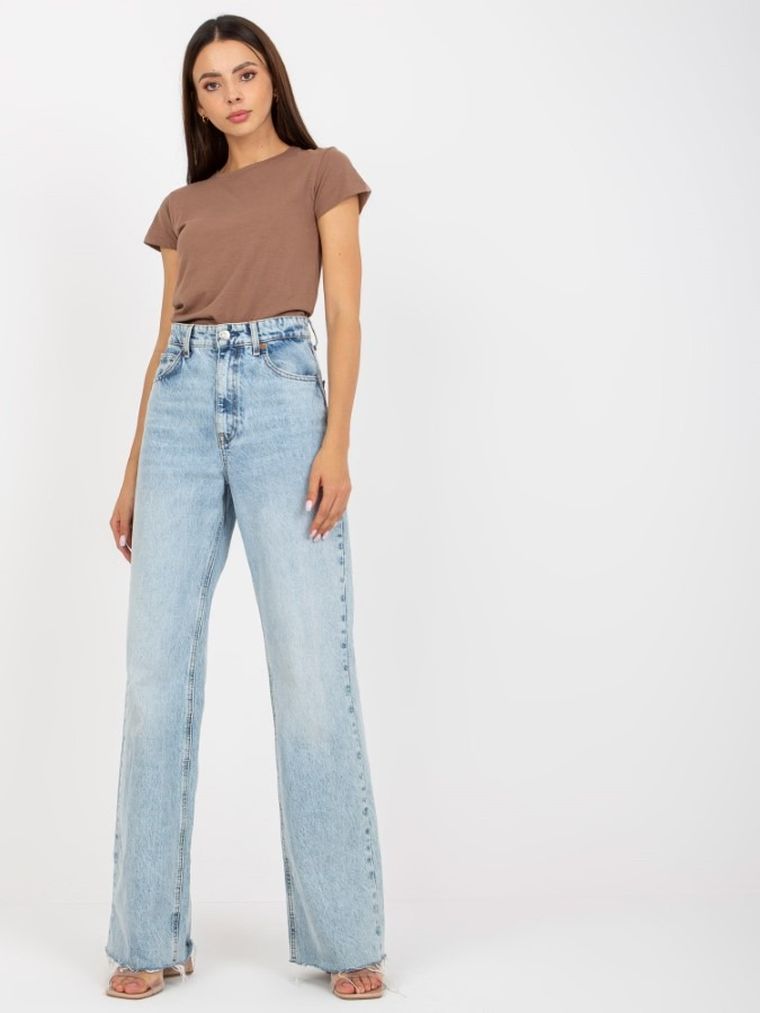 T-shirt damski, brązowy, Basic Feel Good