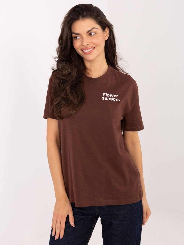 T-shirt damski, brązowy, Sublevel