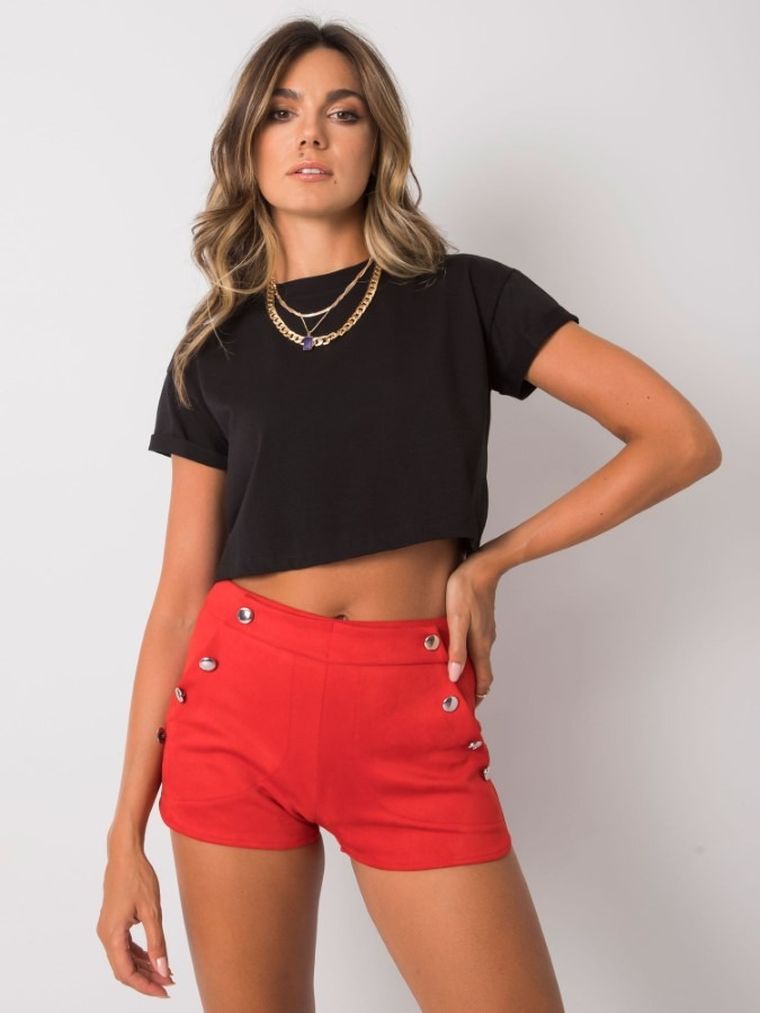 T-shirt damski, crop top, czarny, Rue Paris