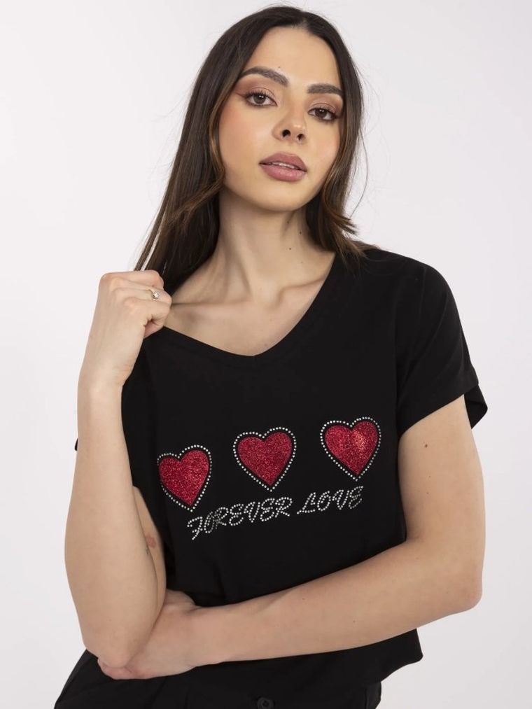 T-shirt damski, czarny, Calimera