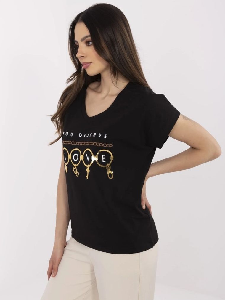 T-shirt damski, czarny, Calimera