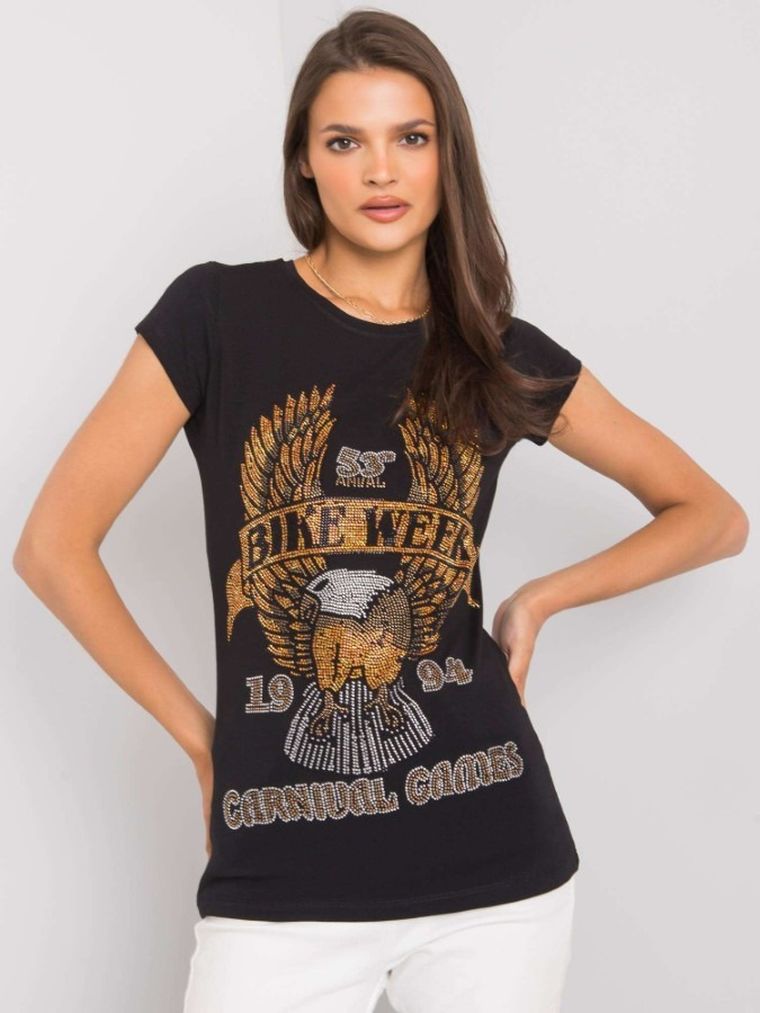 T-shirt damski, czarny, Ex Moda