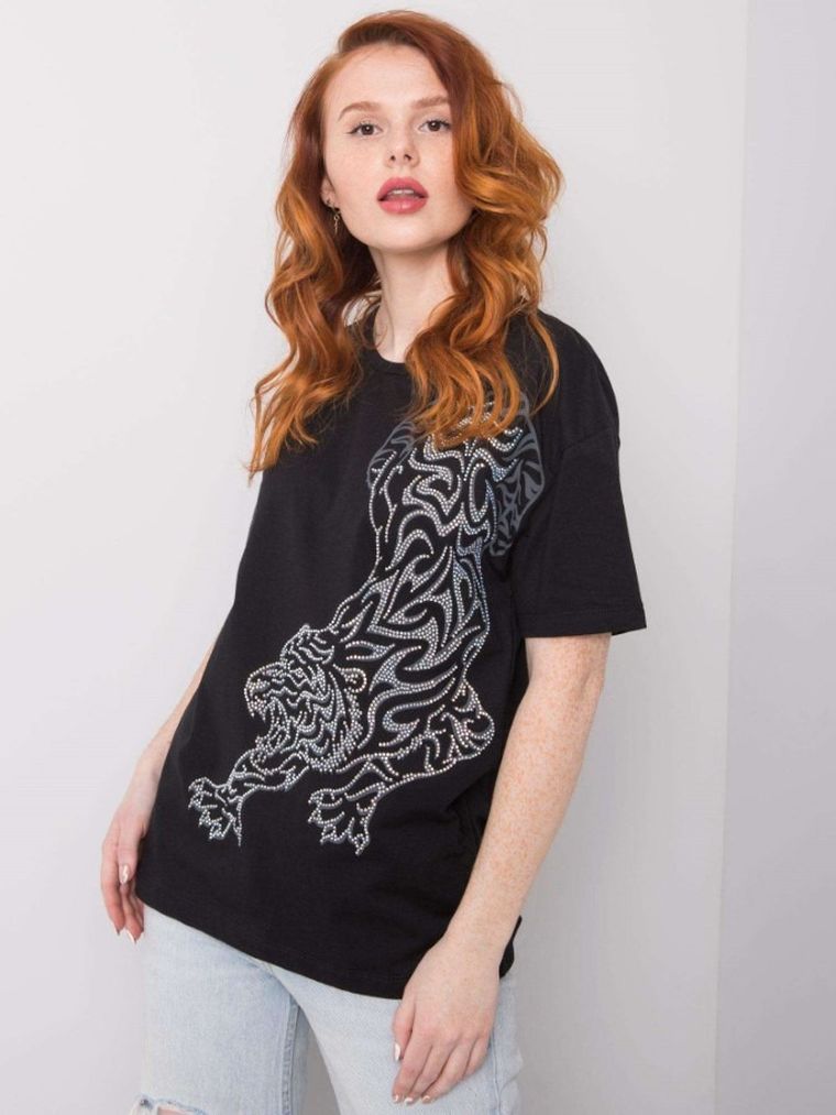 T-shirt damski, czarny, H&B