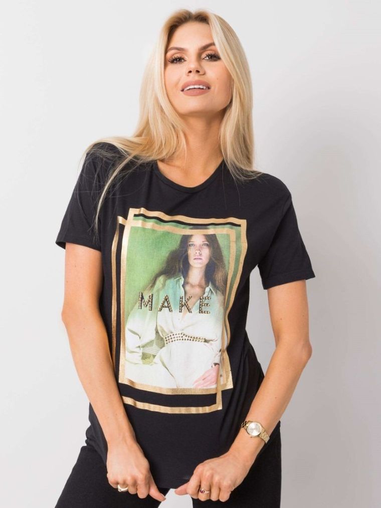 T-shirt damski, czarny, H&B