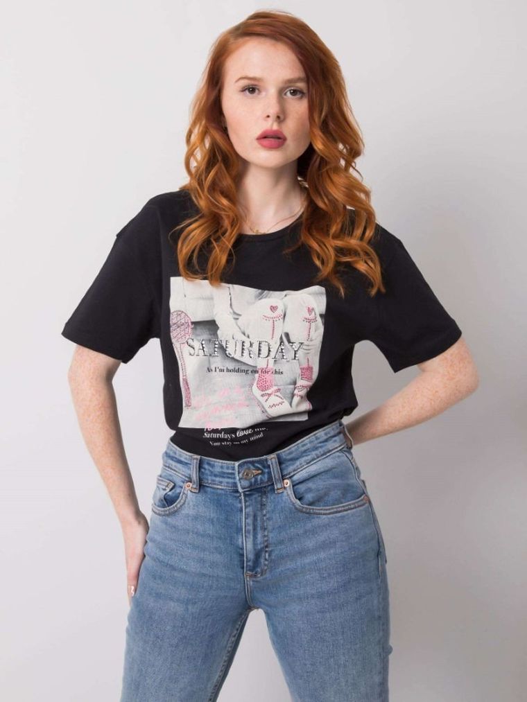 T-shirt damski, czarny, H&B