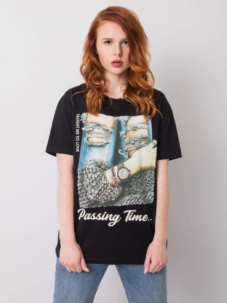 T-shirt damski, czarny, H&B