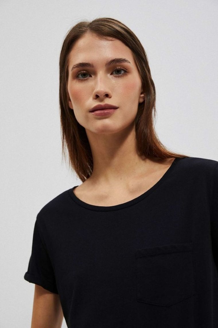 T-shirt damski, czarny, Moodo