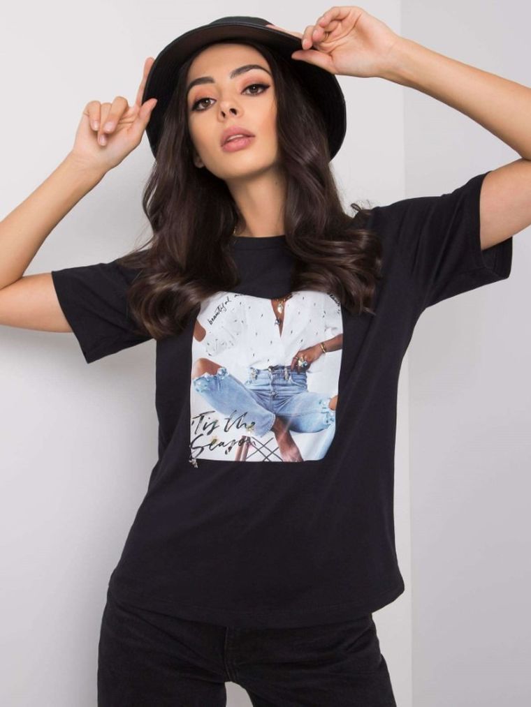 T-shirt damski, czarny, Pepper & Mint