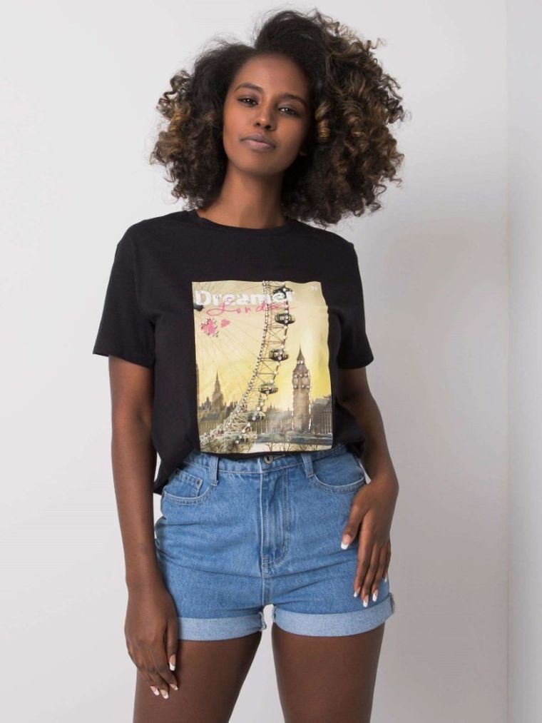 T-shirt damski, czarny, Pepper & Mint