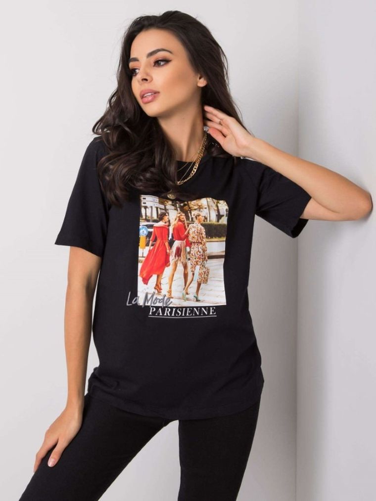 T-shirt damski, czarny, Pepper & Mint