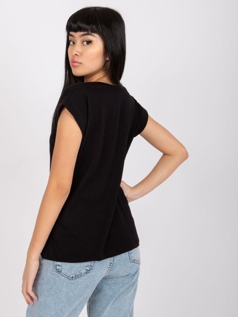 T-shirt damski, czarny, Rue Paris