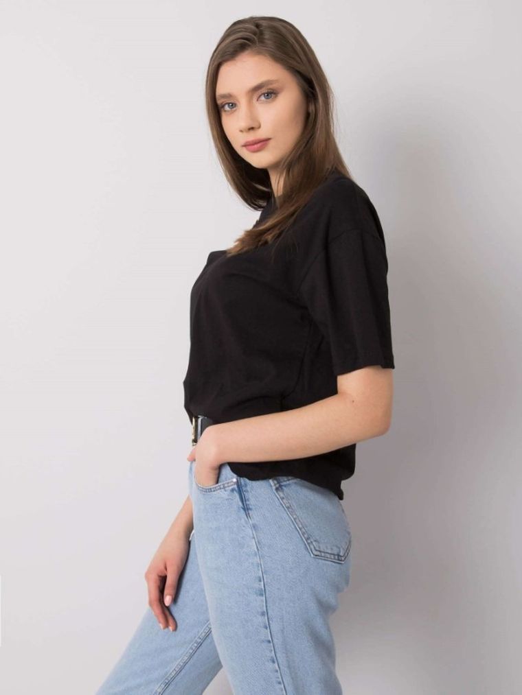 T-shirt damski, czarny, Rue Paris