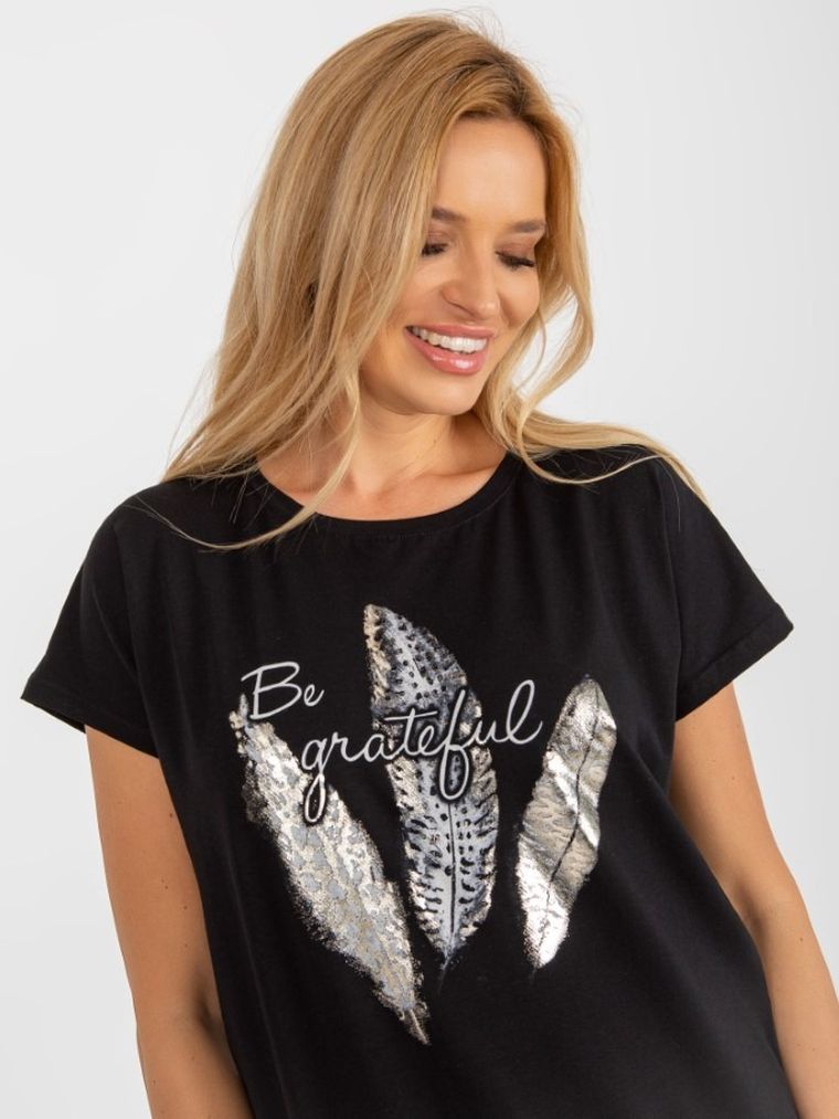 T-shirt damski, czarny, Rue Paris