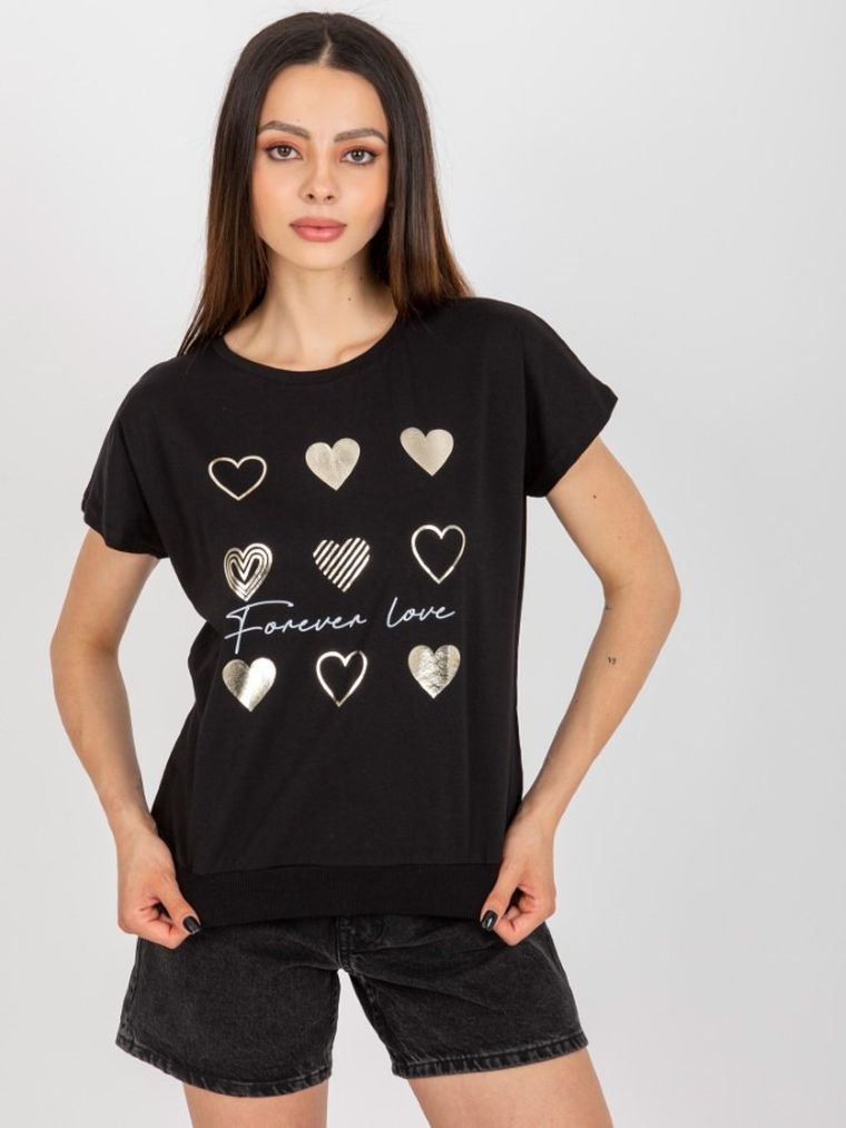 T-shirt damski, czarny, Rue Paris