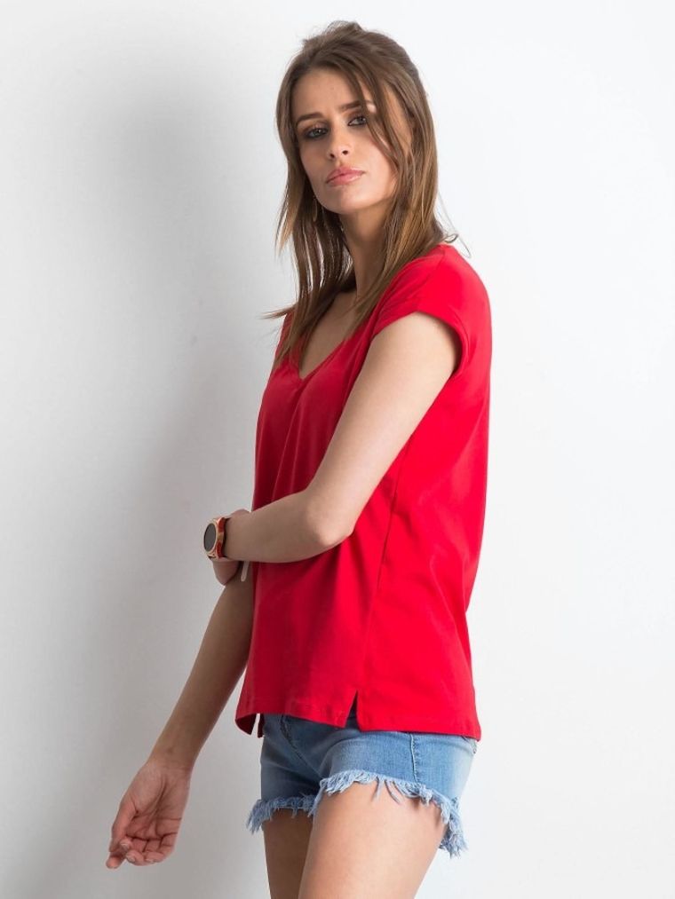 T-shirt damski, czerwony, Basic Feel Good