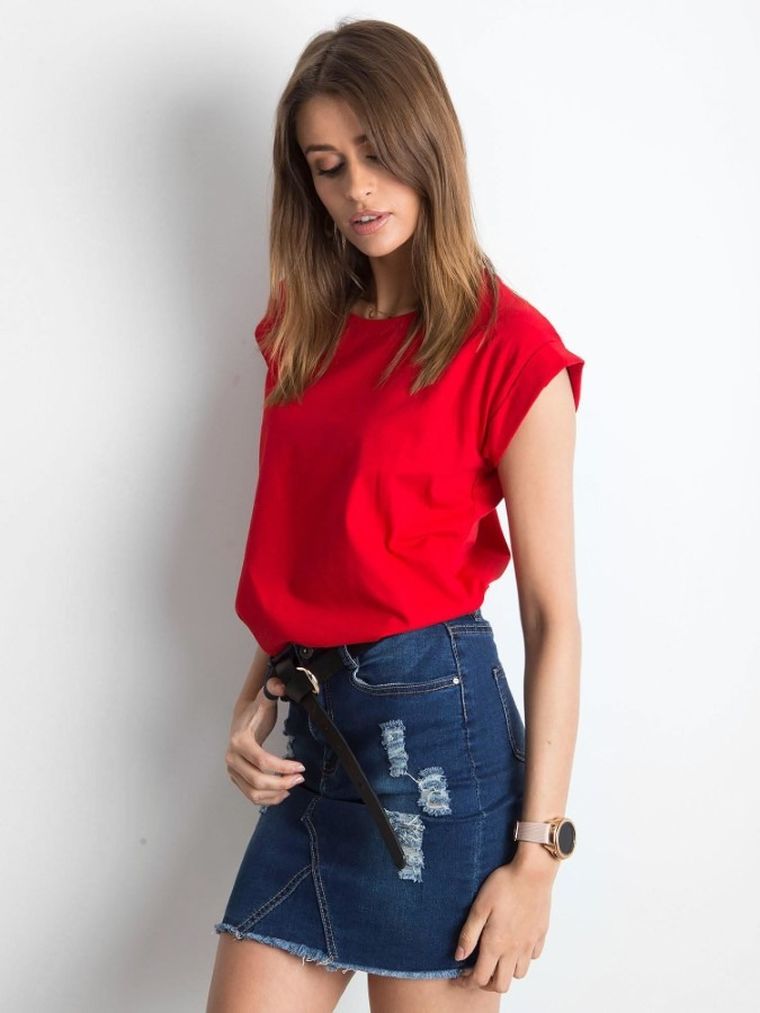 T-shirt damski, czerwony, Basic Feel Good