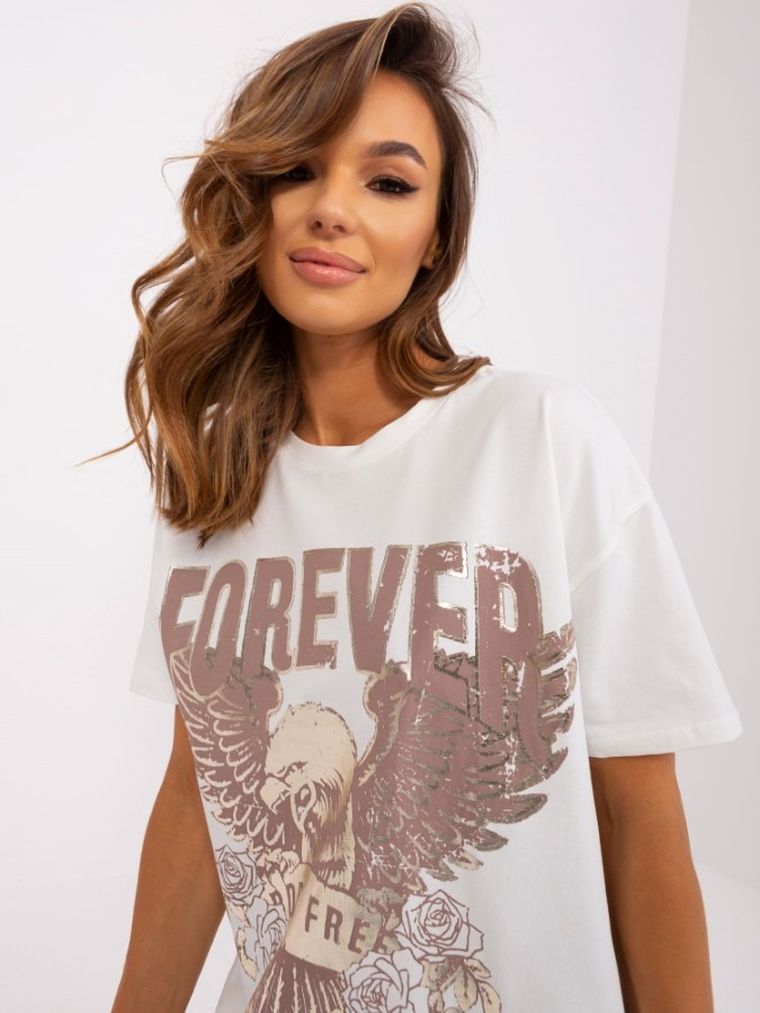 T-shirt damski, ecru, Och Bella