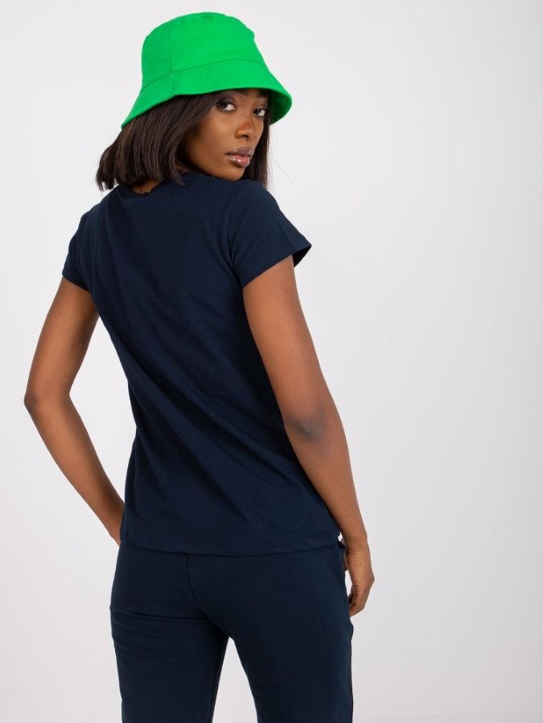 T-shirt damski, granatowy, Basic Feel Good