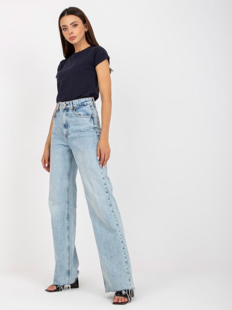 T-shirt damski, granatowy, Basic Feel Good