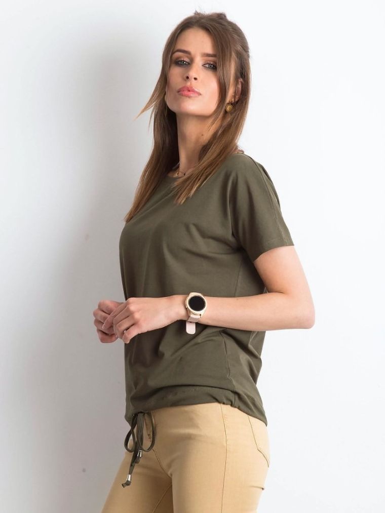 T-shirt damski, khaki, Basic Feel Good
