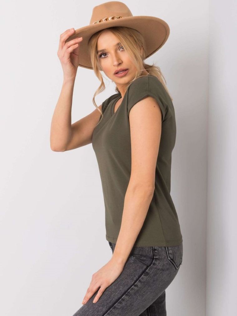 T-shirt damski, khaki, Basic Feel Good