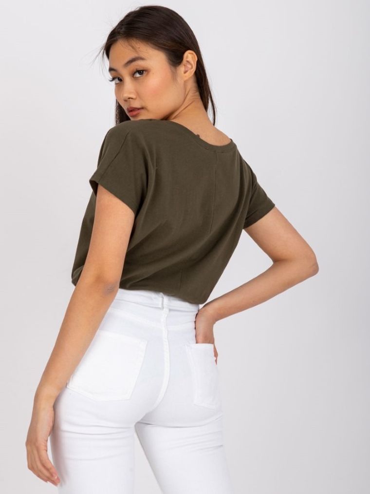 T-shirt damski, khaki, Basic Feel Good