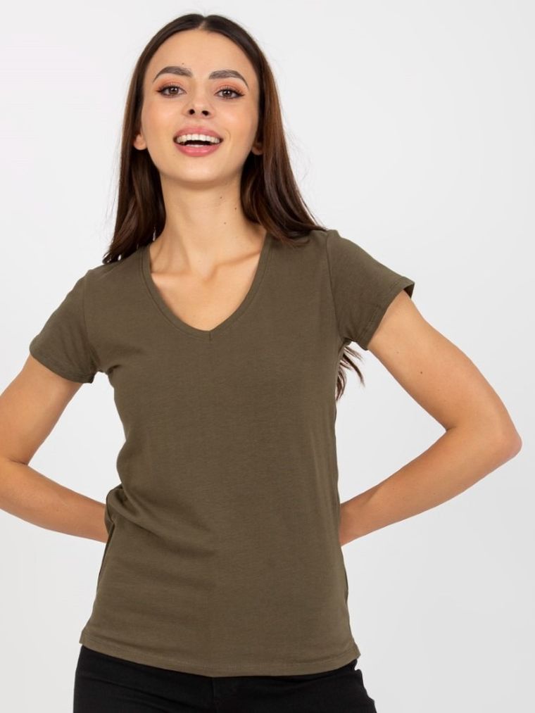T-shirt damski, khaki, Basic Feel Good