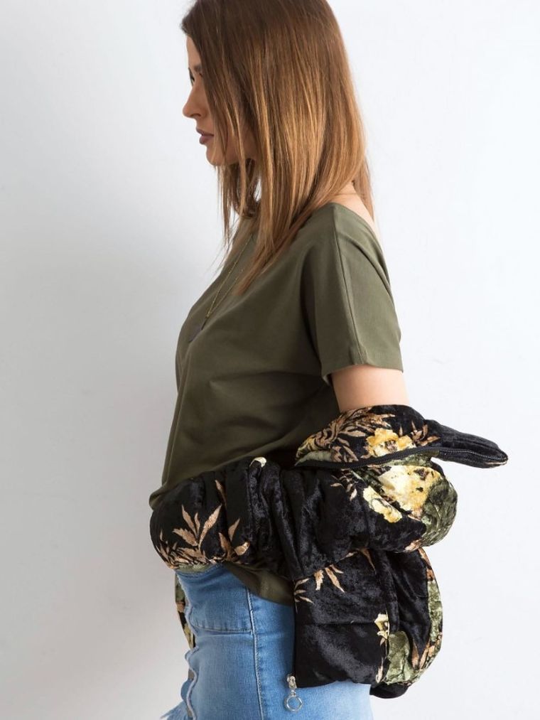 T-shirt damski, khaki, Basic Feel Good