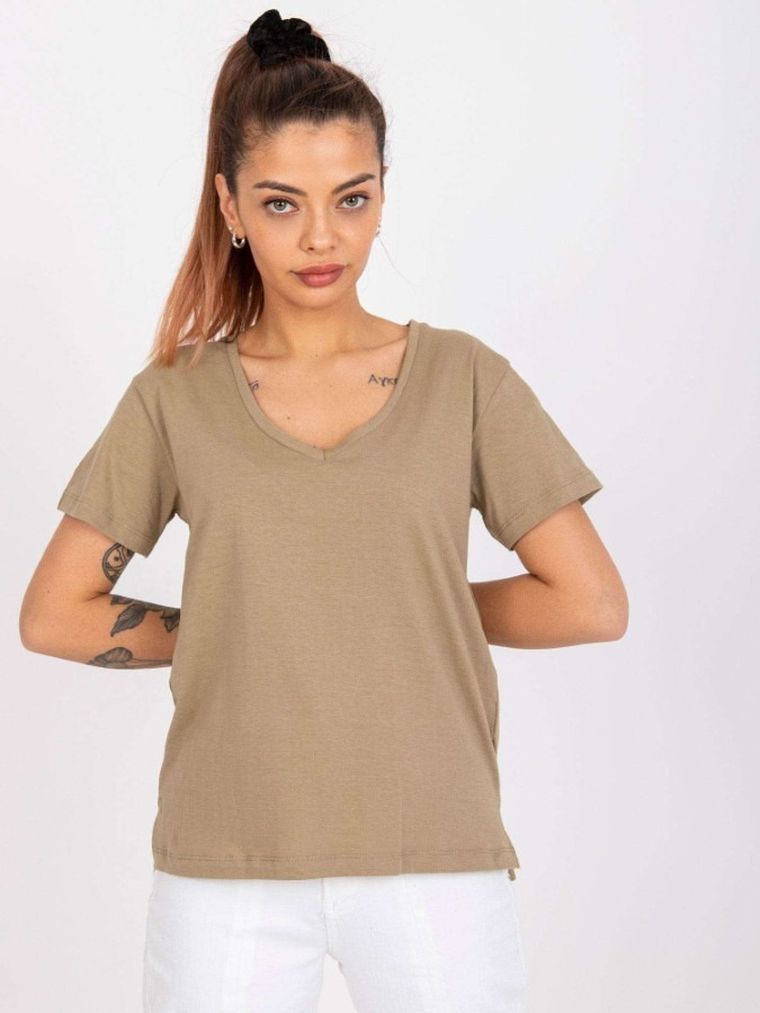T-shirt damski, khaki, Mayflies