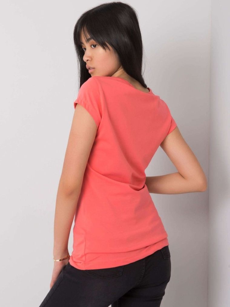 T-shirt damski, koralowy, Ex Moda