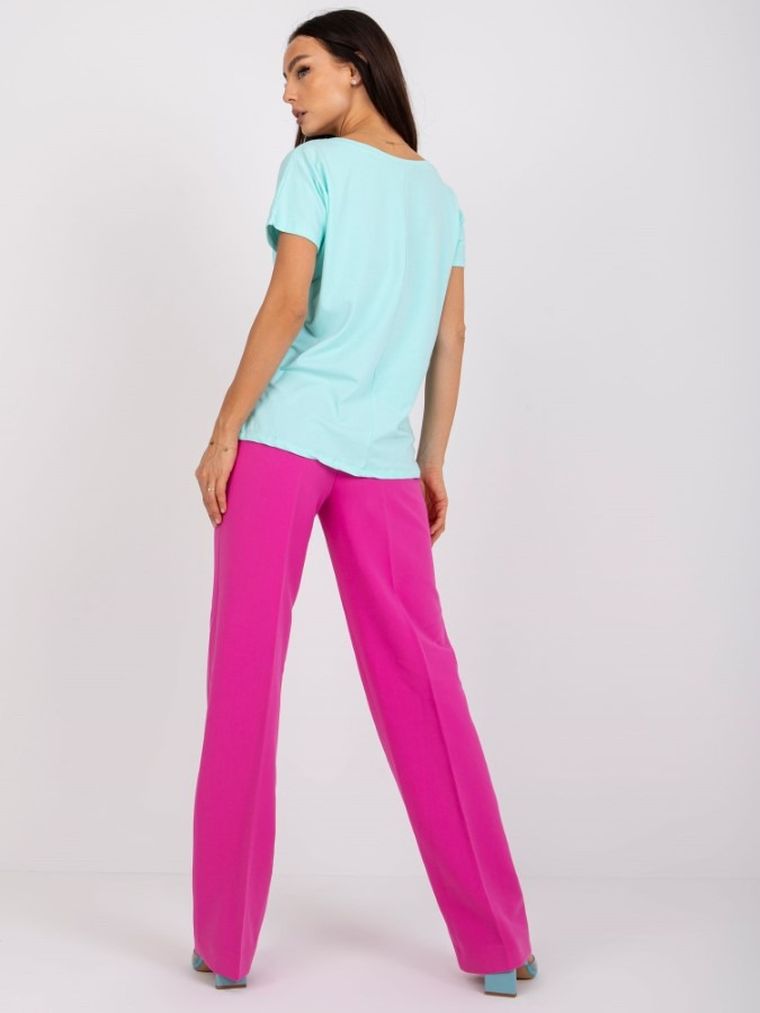 T-shirt damski, miętowy, Basic Feel Good