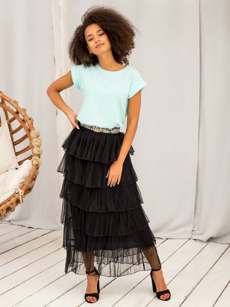 T-shirt damski, miętowy, Basic Feel Good