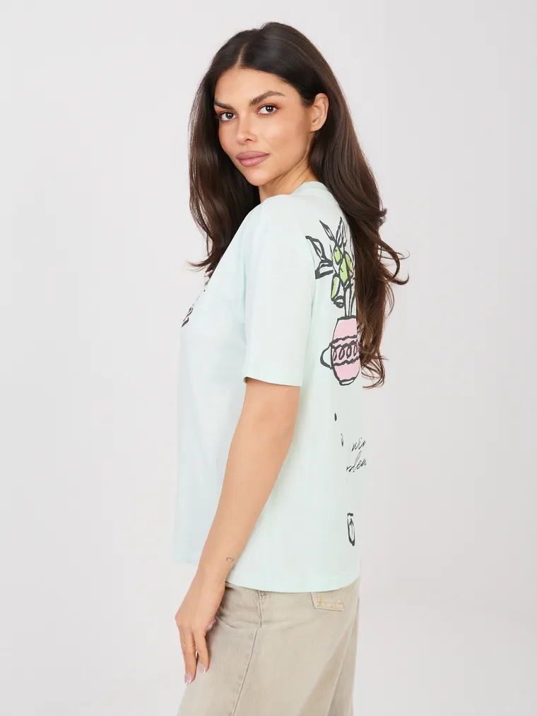 T-shirt damski, miętowy, Sublevel